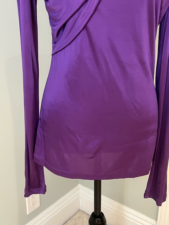 Versace Jeans Purple Draped Long Sleeve Shirt | US SZ 10 | Preowned | - Picture 6 of 11